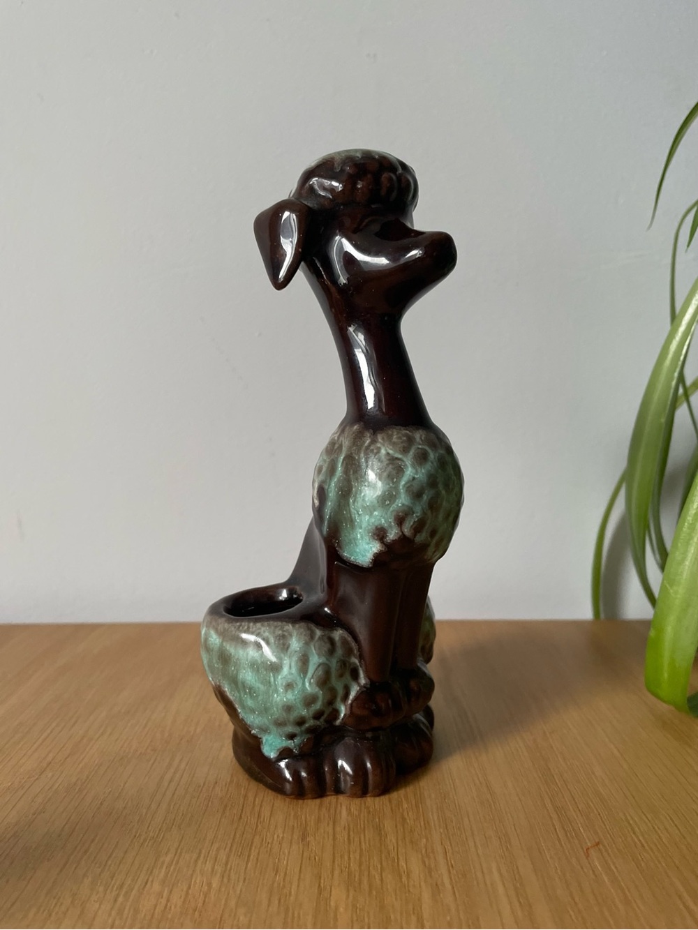 Vintage MCM Blue Mountain Pottery Poodle Dog Figurine Lipstick Holder 🐩